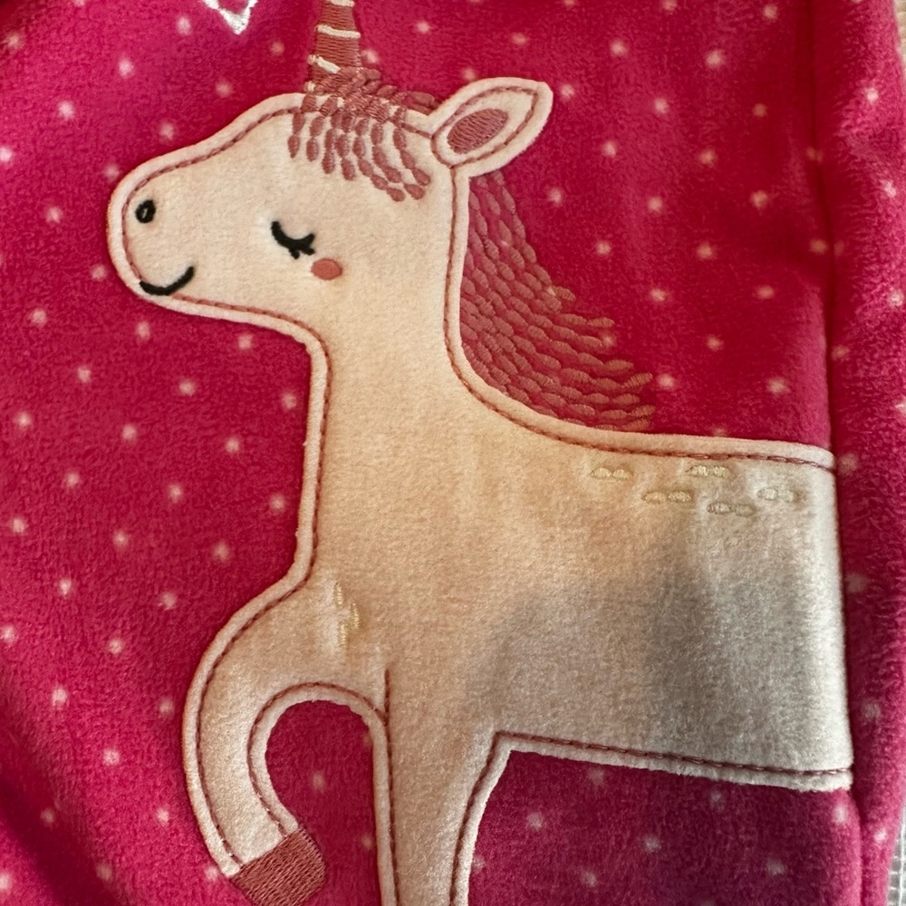 Carter's One Piece Footie Polka Dots and Unicorn Full zipper Size 3 T - Picture 9 of 11